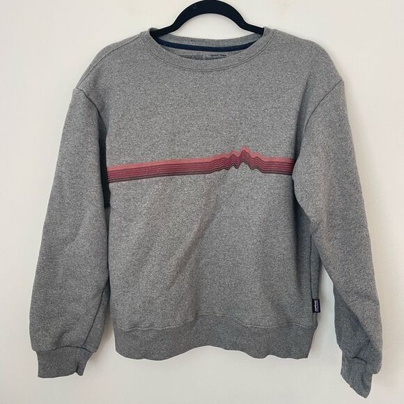 Patagonia Women's Ridge Rise Stripe Uprisal Crew Sweatshirt Heather Grey Small - Picture 2 of 8